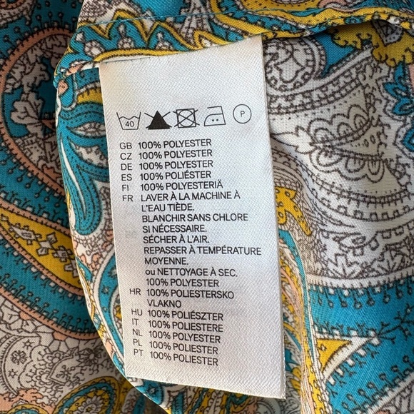 H&M size 4 Colorful Paisley Dress, 3/4 sleeve, flared skirt, zipper back, India - Picture 4 of 7